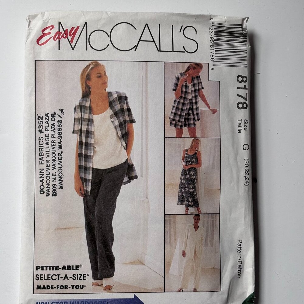 McCall's Pattern 8178 top, jacket, pants or shorts